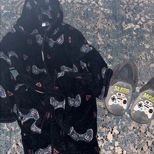 Video Game Robe with Game Controller Slippers